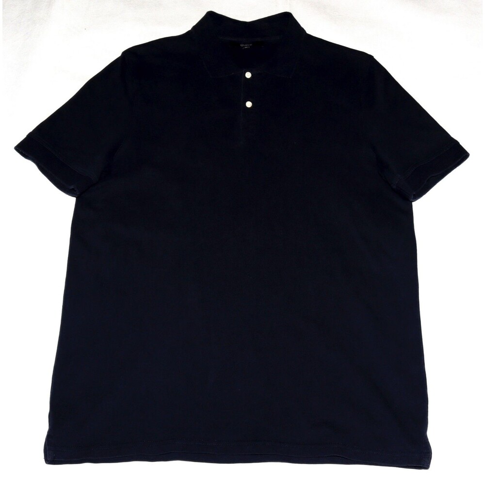 Quince Men's Polo Shirt Medium M Navy Blue Organic Cotton Spandex Stretch Casual